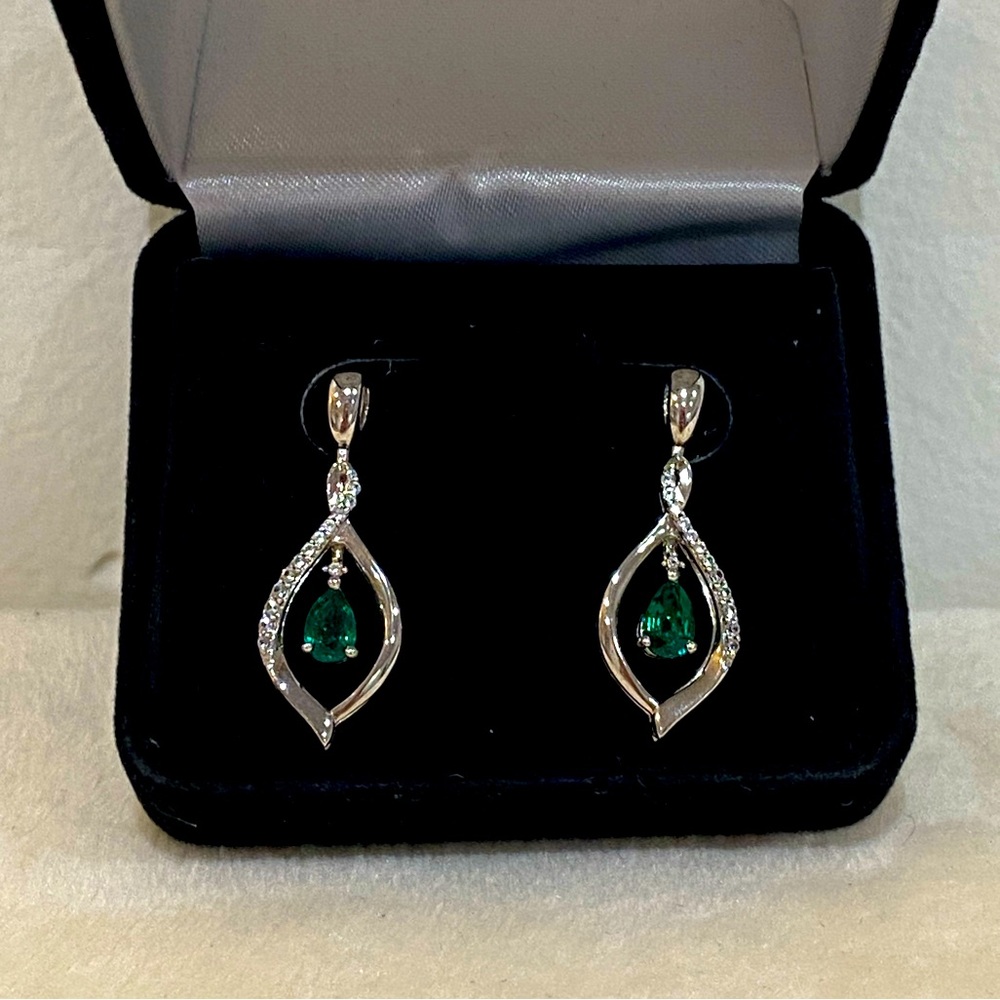 Vintage Fully Reversible Emerald and Zirconia Earrings